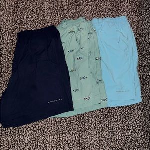 3 pack Columbia PFG, navy blue size small, teal blue large, green small.